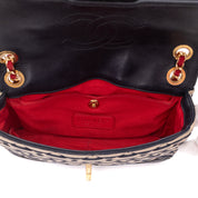 Chanel Classic Single Flap Bag Small Coco Sailor Jersey Navy Beige GHW