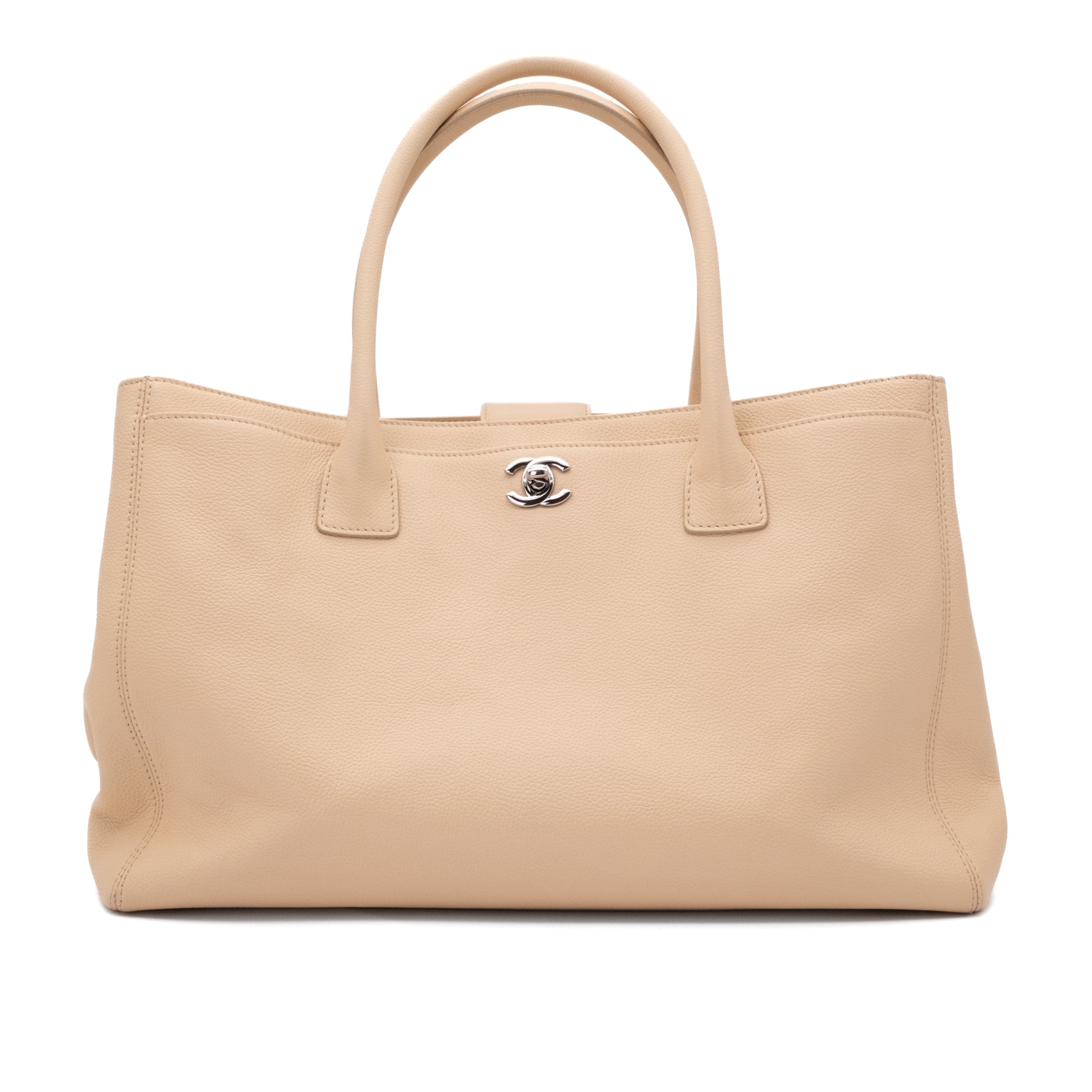 Chanel Cerf Executive Shopper Bag Medium Beige SHW