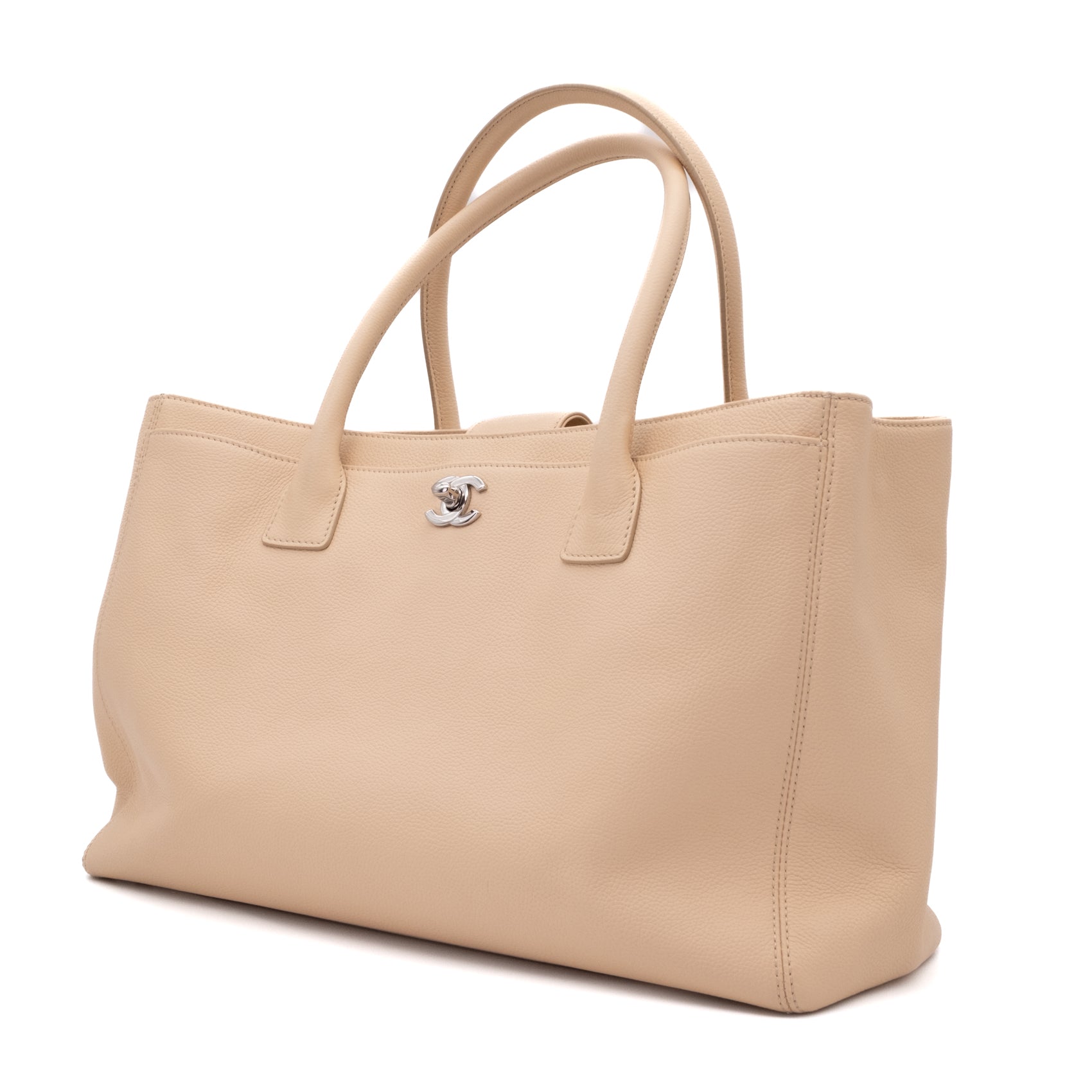 Chanel Cerf Executive Shopper Bag Medium Beige SHW