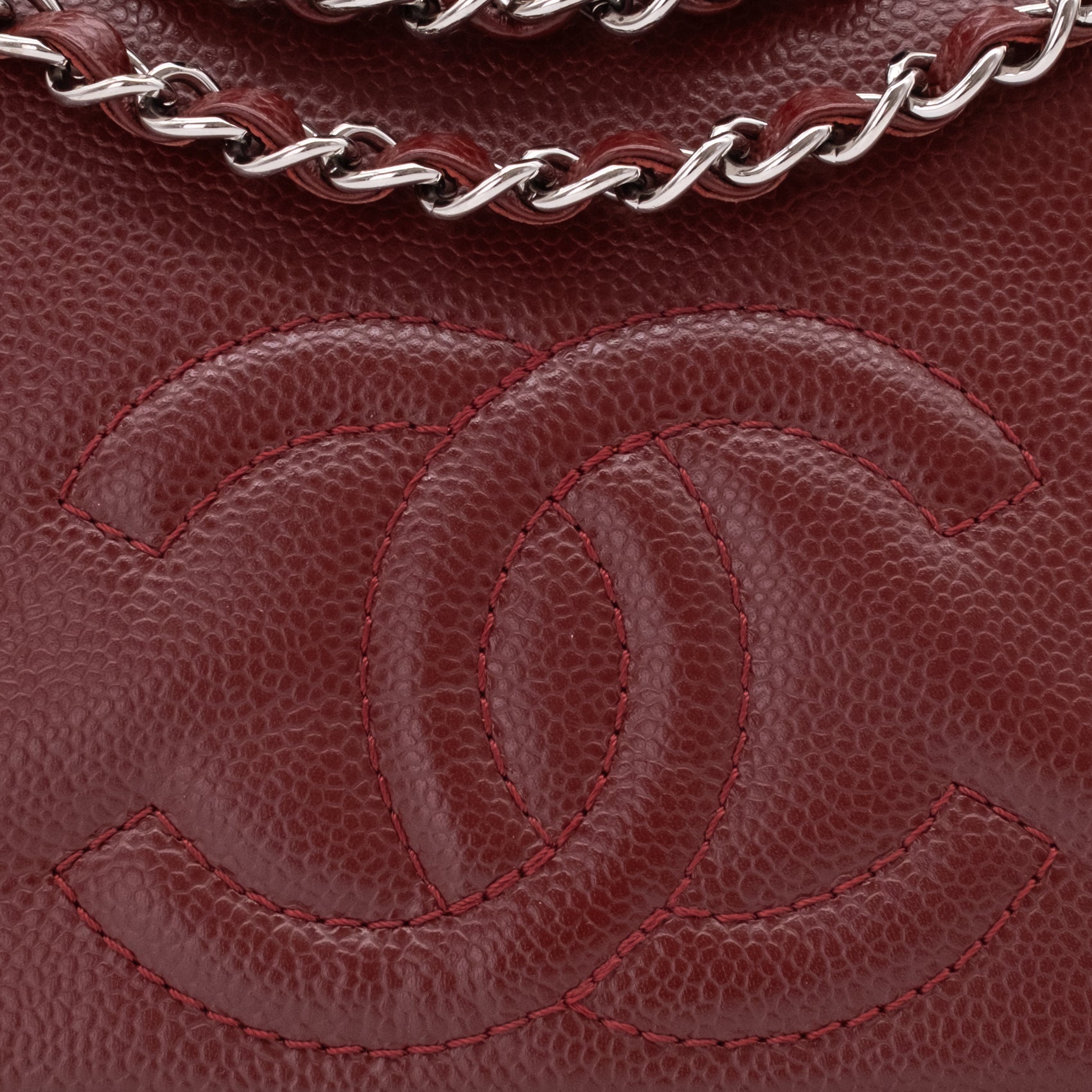 Chanel Classic Medium Single Flap Caviar Burgundy Weinrot SHW