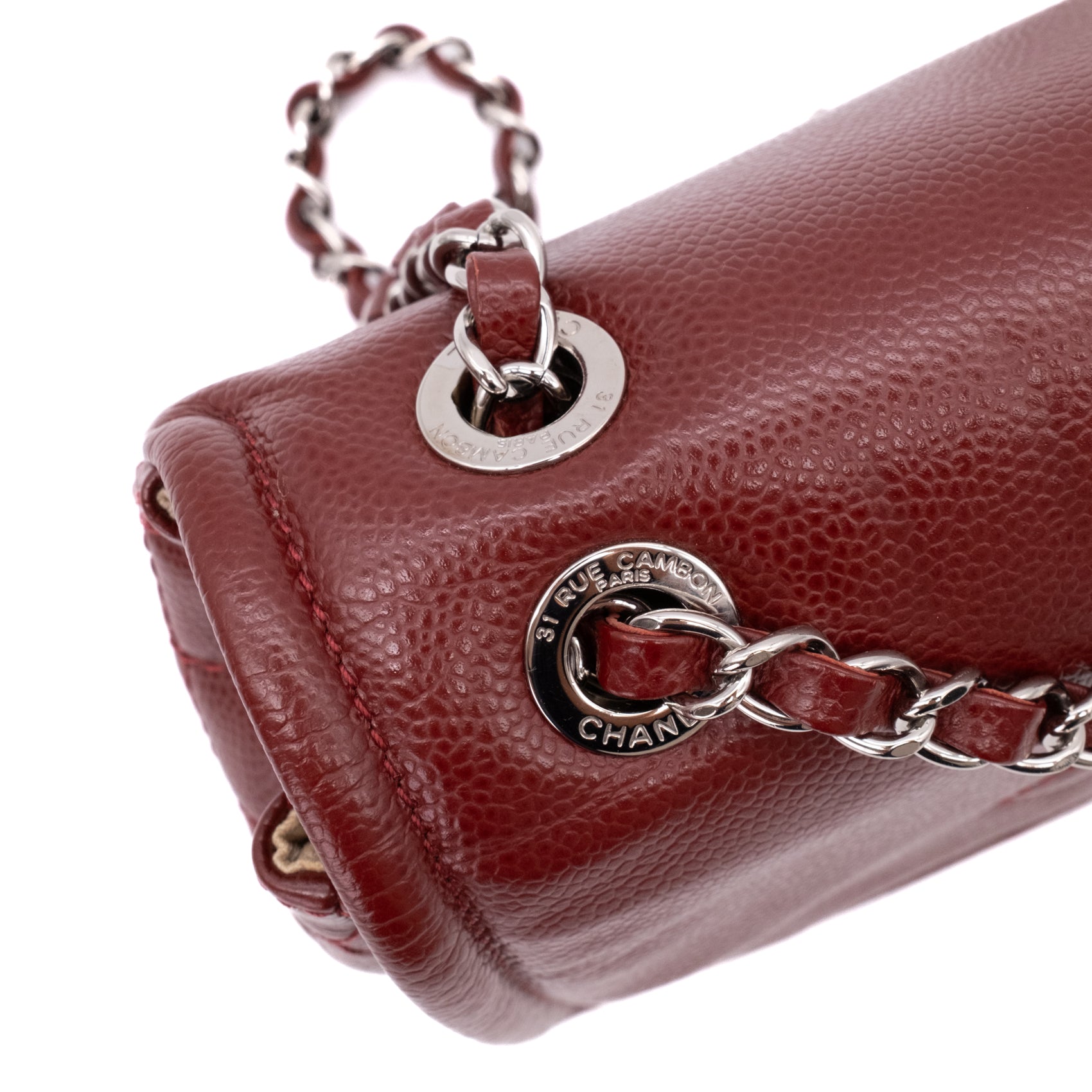 Chanel Classic Medium Single Flap Caviar Burgundy Weinrot SHW