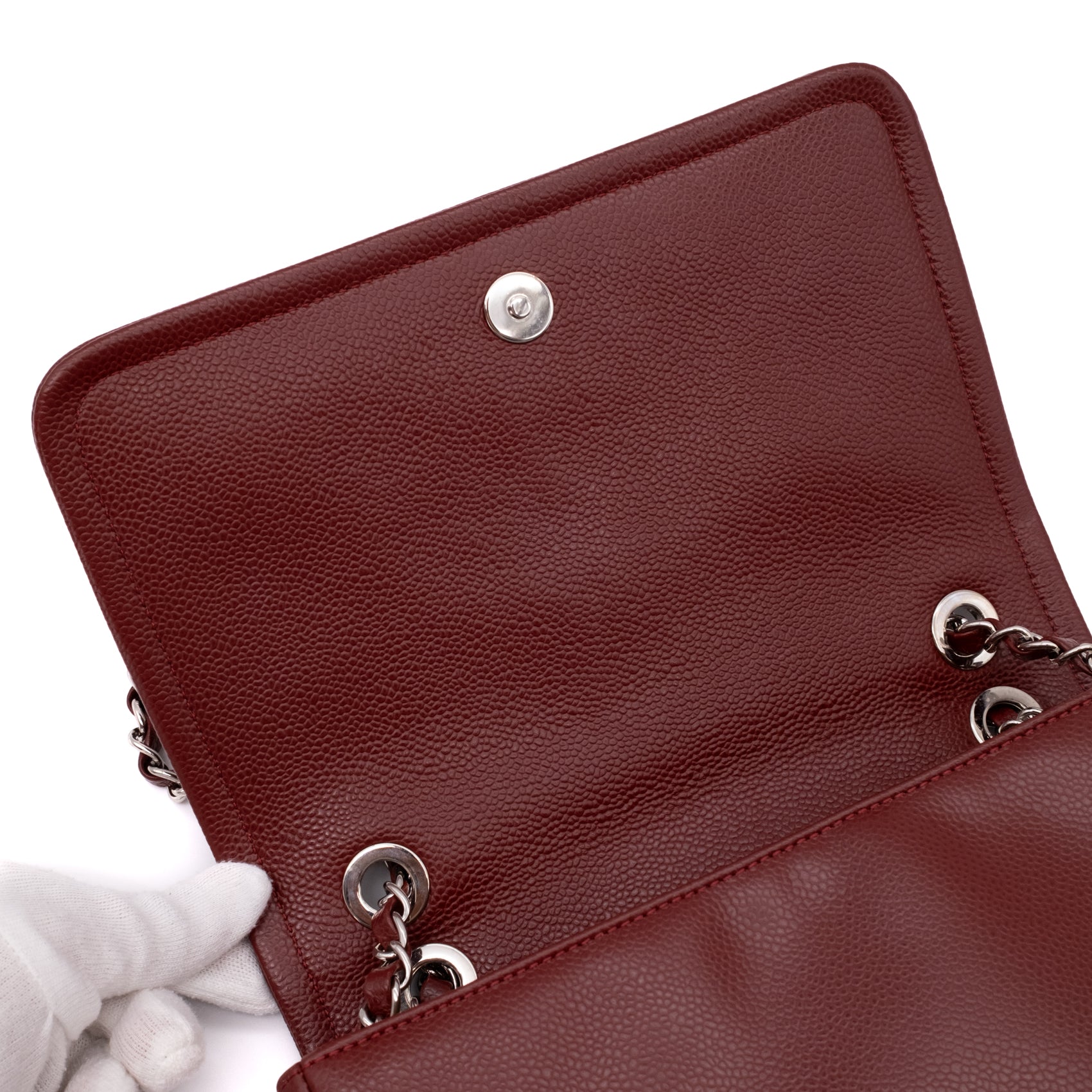 Chanel Classic Medium Single Flap Caviar Burgundy Weinrot SHW