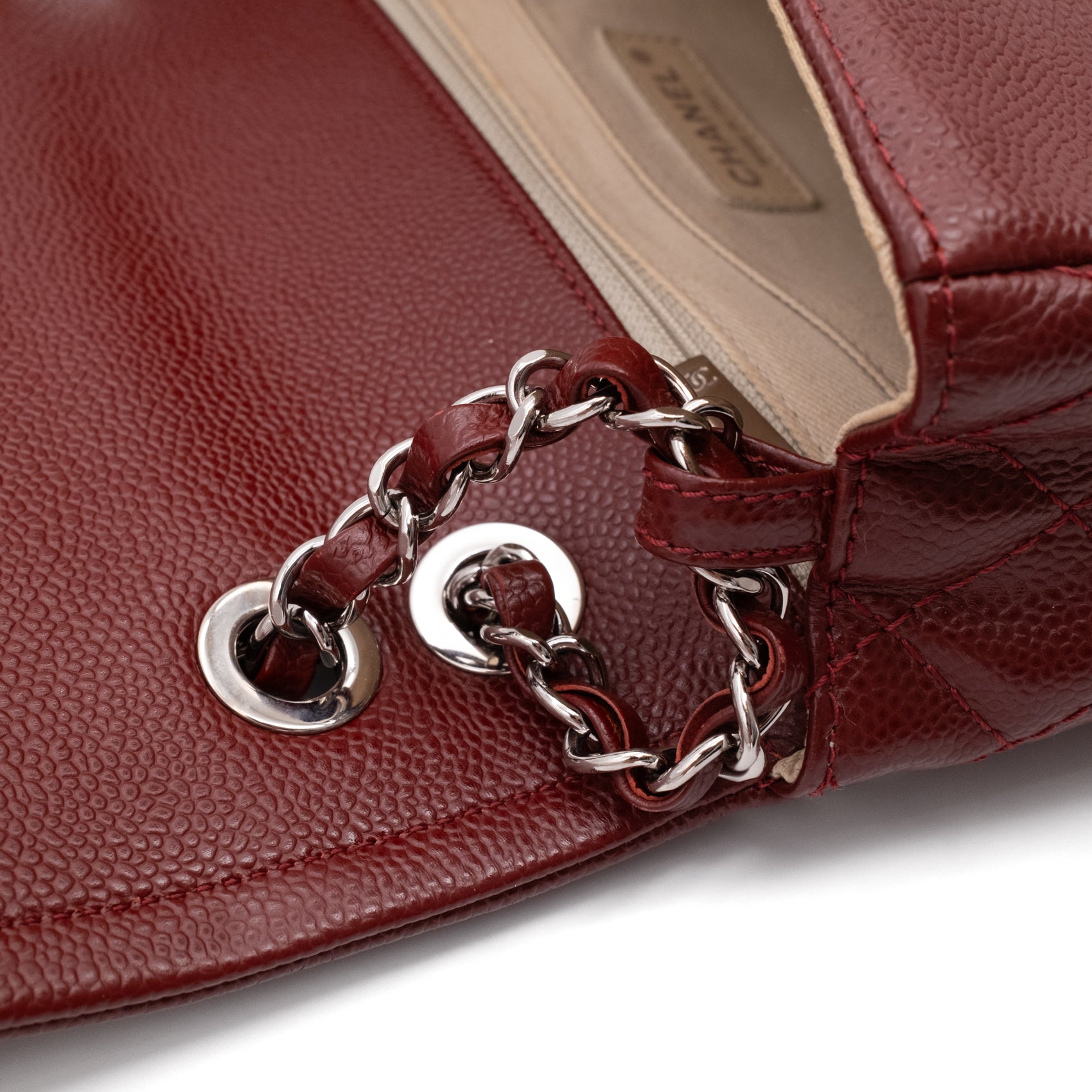 Chanel Classic Medium Single Flap Caviar Burgundy Weinrot SHW