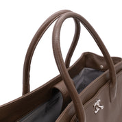 Chanel Cerf Executive Shopper Bag Medium Taupe Braun SHW