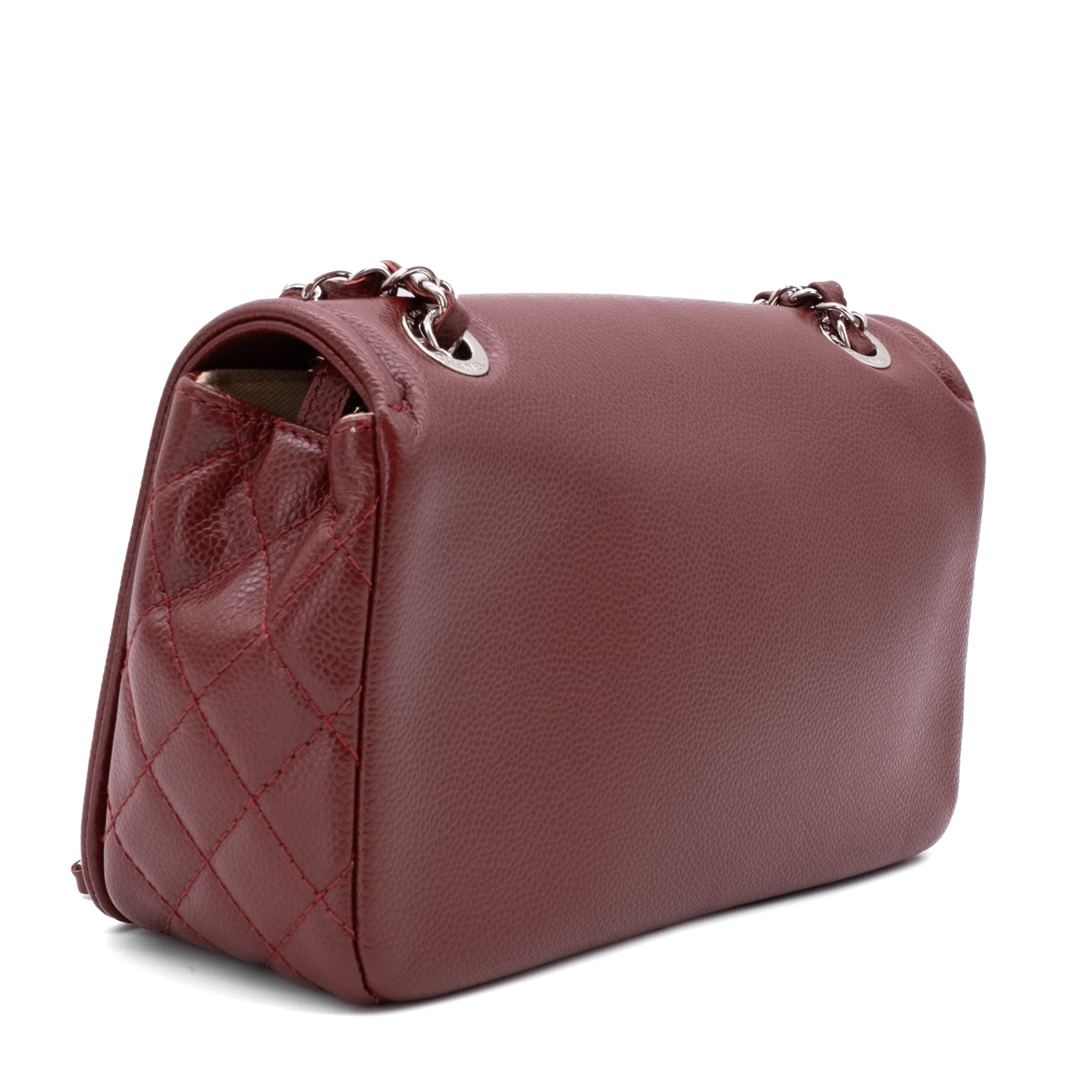 Chanel Classic Medium Single Flap Caviar Burgundy Weinrot SHW