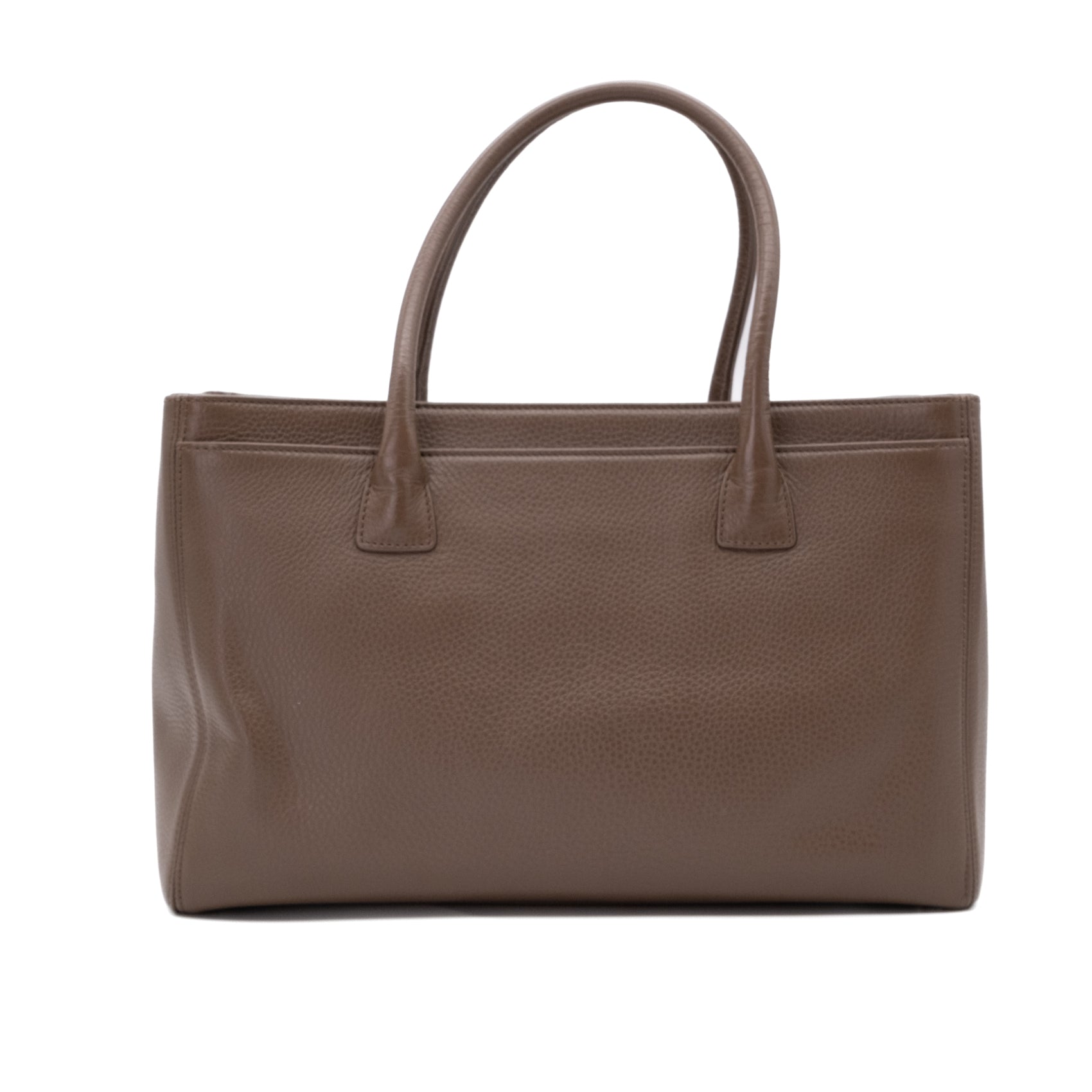 Chanel Cerf Executive Shopper Bag Medium Taupe Braun SHW