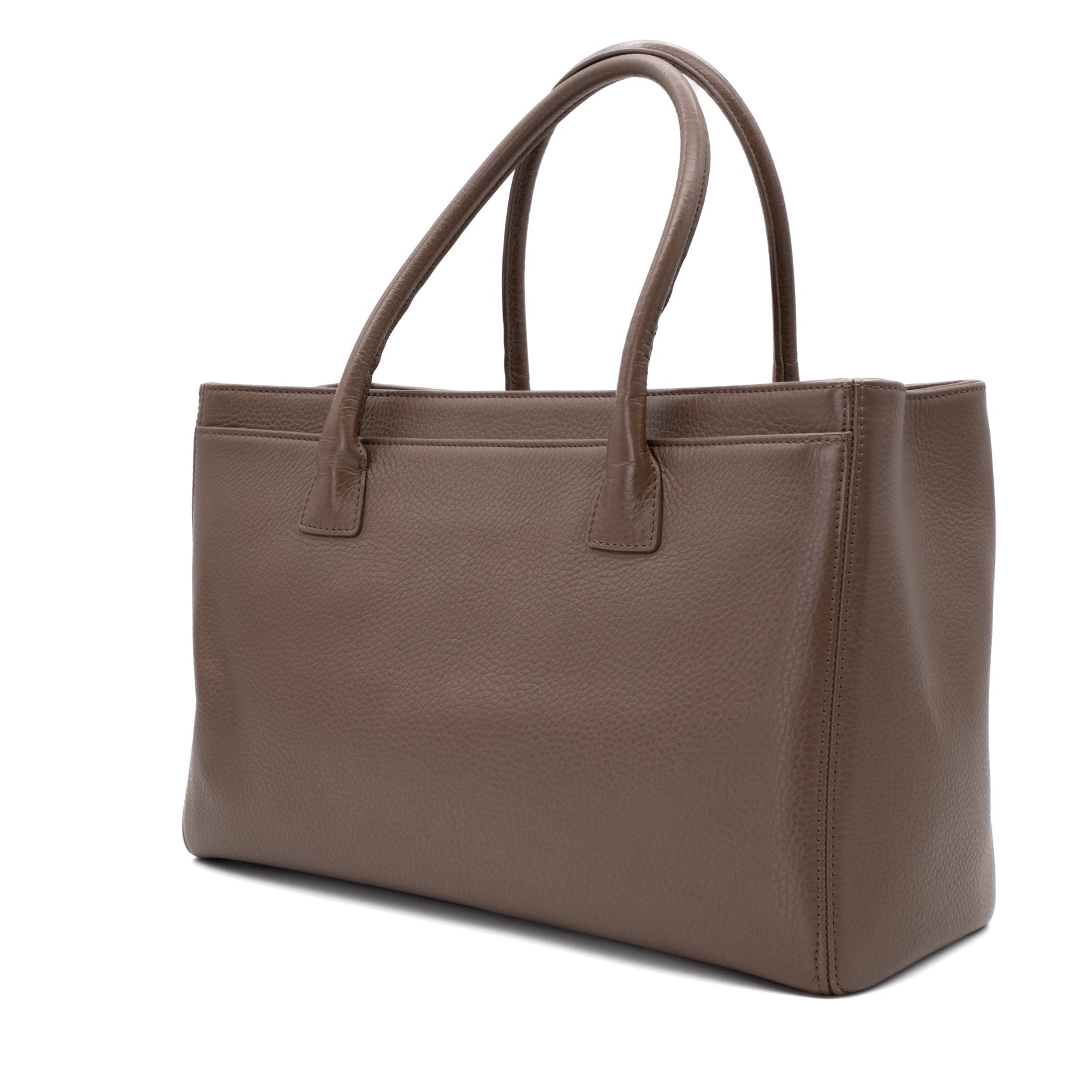 Chanel Cerf Executive Shopper Bag Medium Taupe Braun SHW