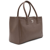 Chanel Cerf Executive Shopper Bag Medium Taupe Braun SHW