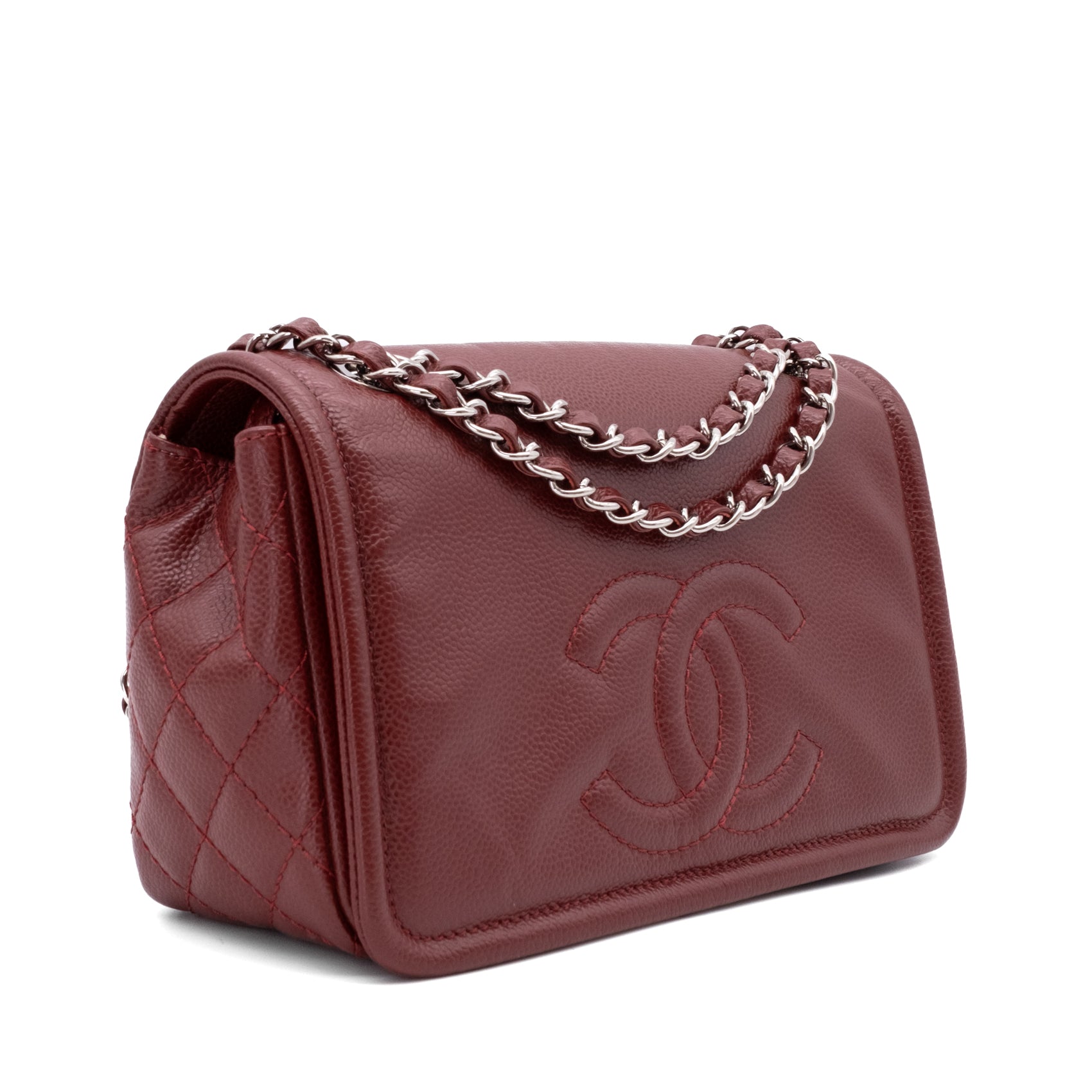 Chanel Classic Medium Single Flap Caviar Burgundy Weinrot SHW