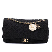 Chanel XXL Single Flap Airline 2017 Runway Terry Velour Schwarz GHW Matt