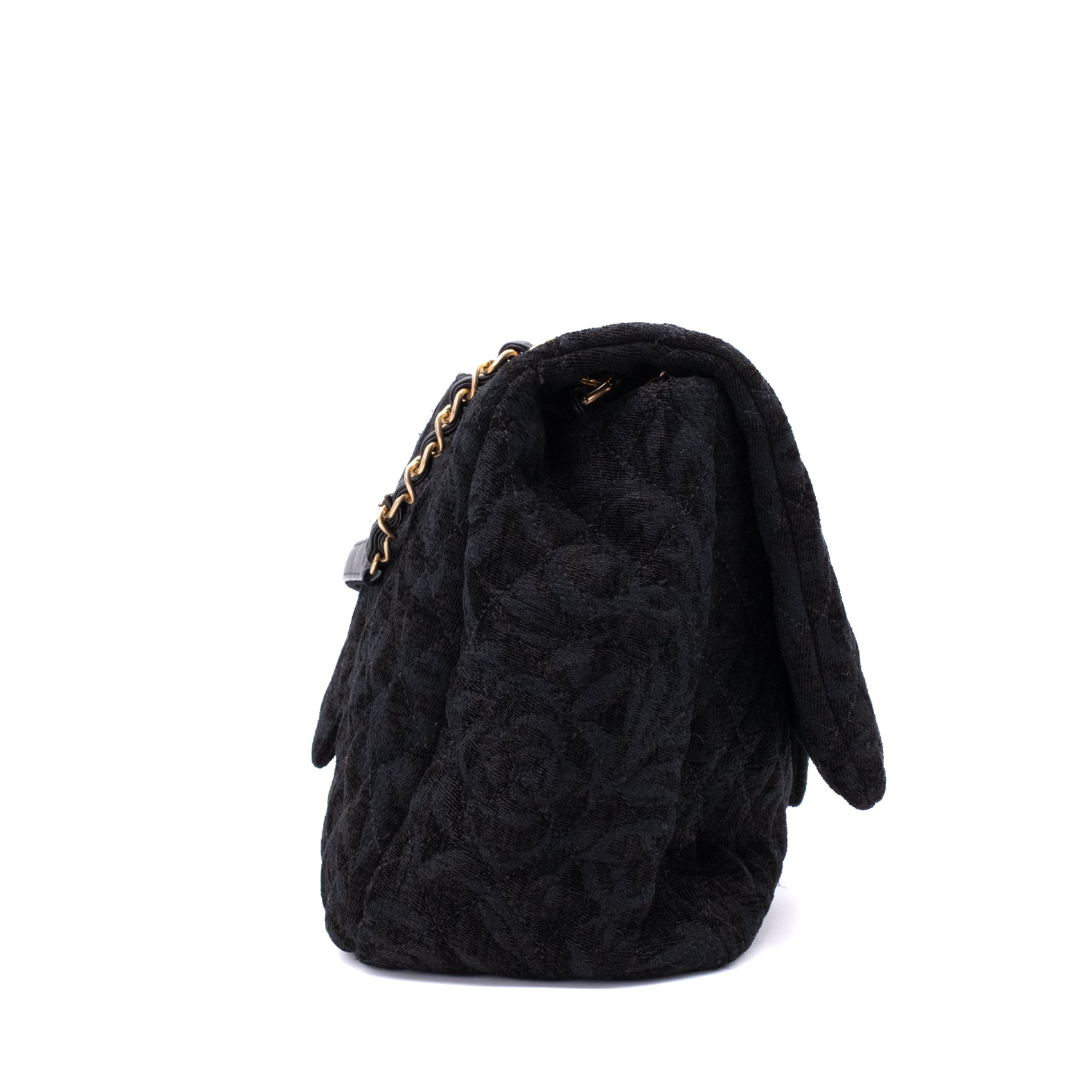 Chanel XXL Single Flap Airline 2017 Runway Terry Velour Schwarz GHW Matt