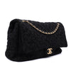 Chanel XXL Single Flap Airline 2017 Runway Terry Velour Schwarz GHW Matt