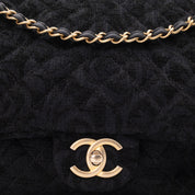 Chanel XXL Single Flap Airline 2017 Runway Terry Velour Schwarz GHW Matt