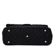 Chanel XXL Single Flap Airline 2017 Runway Terry Velour Schwarz GHW Matt