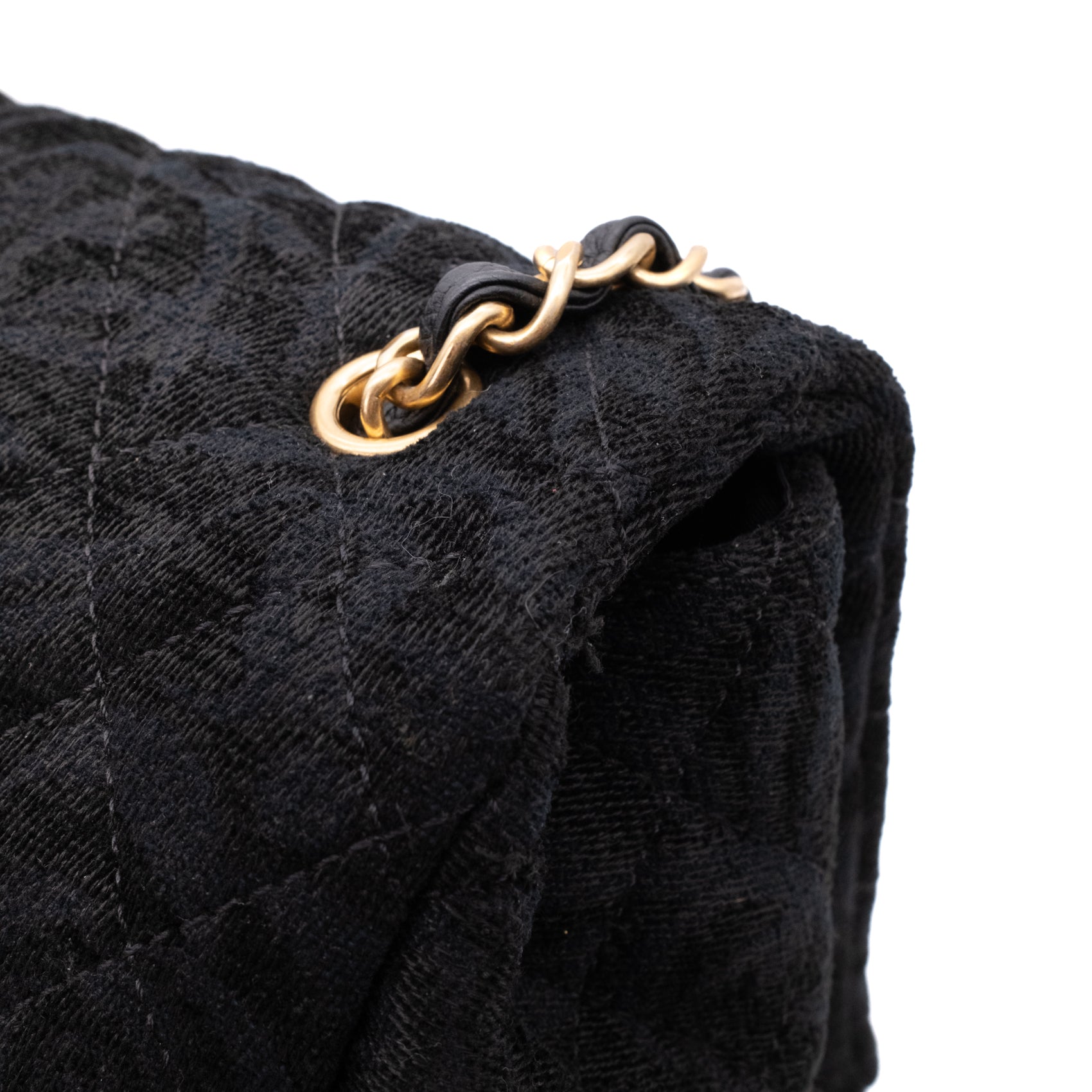 Chanel XXL Single Flap Airline 2017 Runway Terry Velour Schwarz GHW Matt