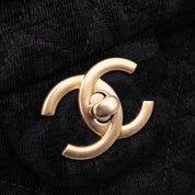 Chanel XXL Single Flap Airline 2017 Runway Terry Velour Schwarz GHW Matt