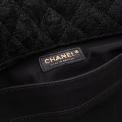 Chanel XXL Single Flap Airline 2017 Runway Terry Velour Schwarz GHW Matt