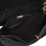 Chanel XXL Single Flap Airline 2017 Runway Terry Velour Schwarz GHW Matt