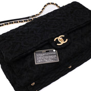 Chanel XXL Single Flap Airline 2017 Runway Terry Velour Schwarz GHW Matt