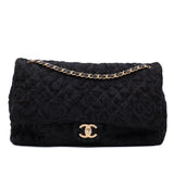 Chanel XXL Single Flap Airline 2017 Runway Terry Velour Schwarz GHW Matt