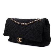 Chanel XXL Single Flap Airline 2017 Runway Terry Velour Schwarz GHW Matt
