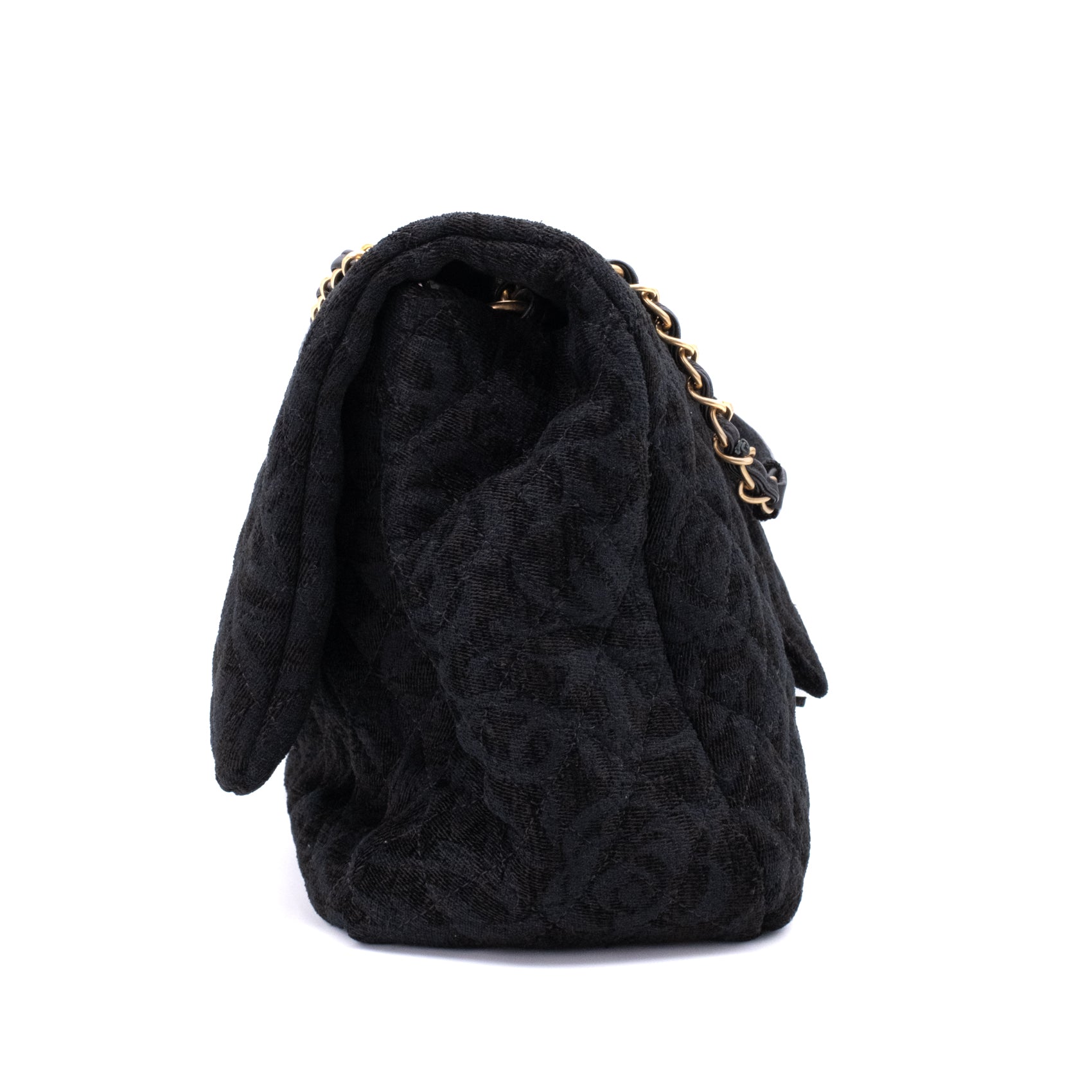 Chanel XXL Single Flap Airline 2017 Runway Terry Velour Schwarz GHW Matt