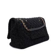Chanel XXL Single Flap Airline 2017 Runway Terry Velour Schwarz GHW Matt