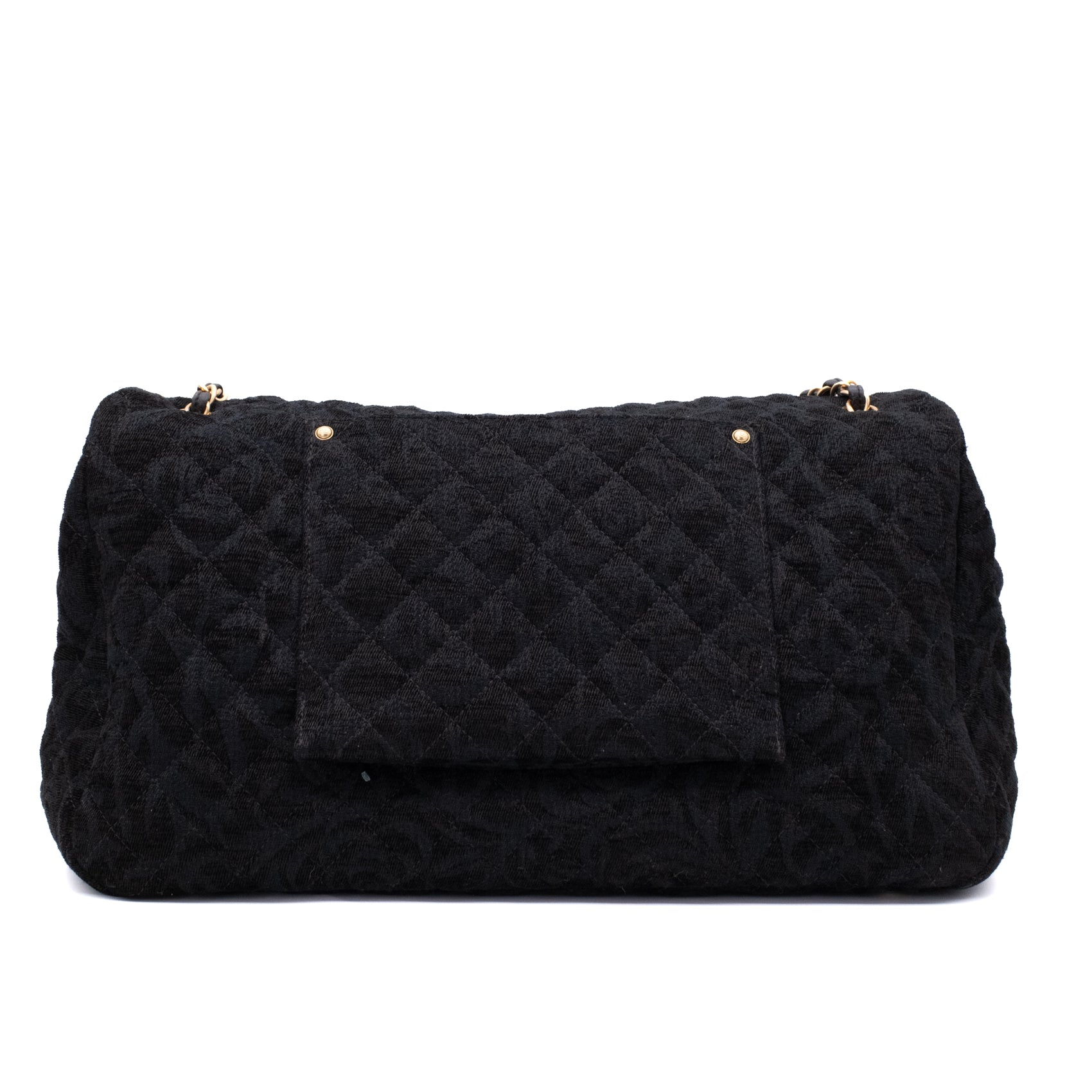 Chanel XXL Single Flap Airline 2017 Runway Terry Velour Schwarz GHW Matt