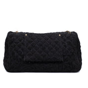 Chanel XXL Single Flap Airline 2017 Runway Terry Velour Schwarz GHW Matt