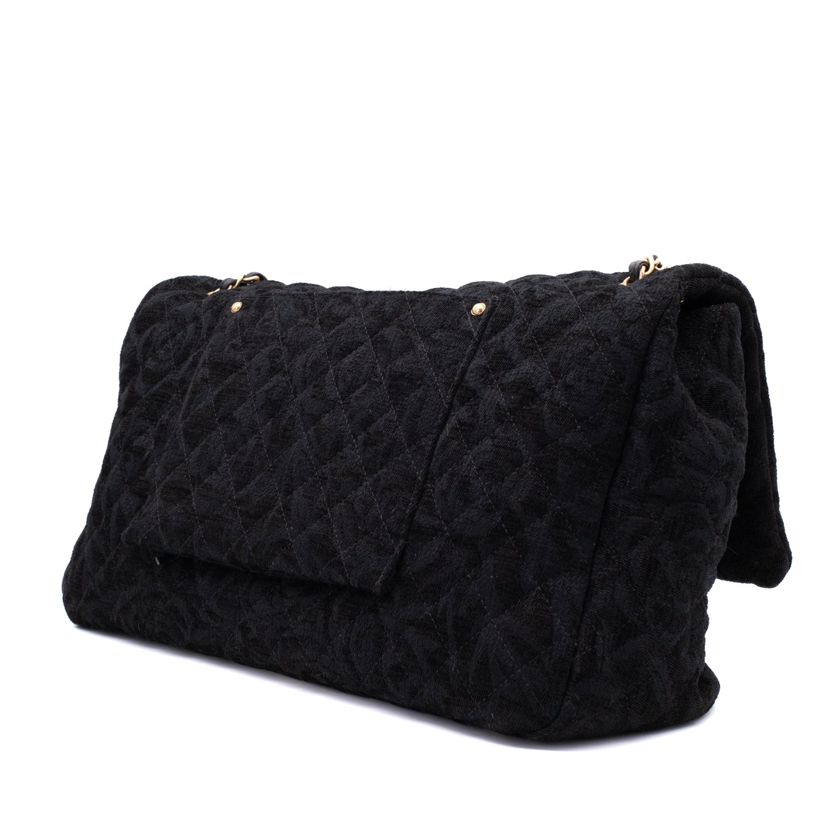 Chanel XXL Single Flap Airline 2017 Runway Terry Velour Schwarz GHW Matt