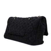 Chanel XXL Single Flap Airline 2017 Runway Terry Velour Schwarz GHW Matt
