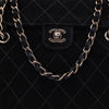 Vintage Chanel Single Flap Schultertasche aus schwarzem Velourleder mit antikgoldener Hardware Schließe