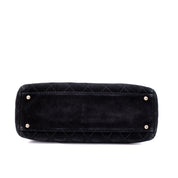 Chanel Single Flap Jumbo Schultertasche Velourleder Schwarz GHW