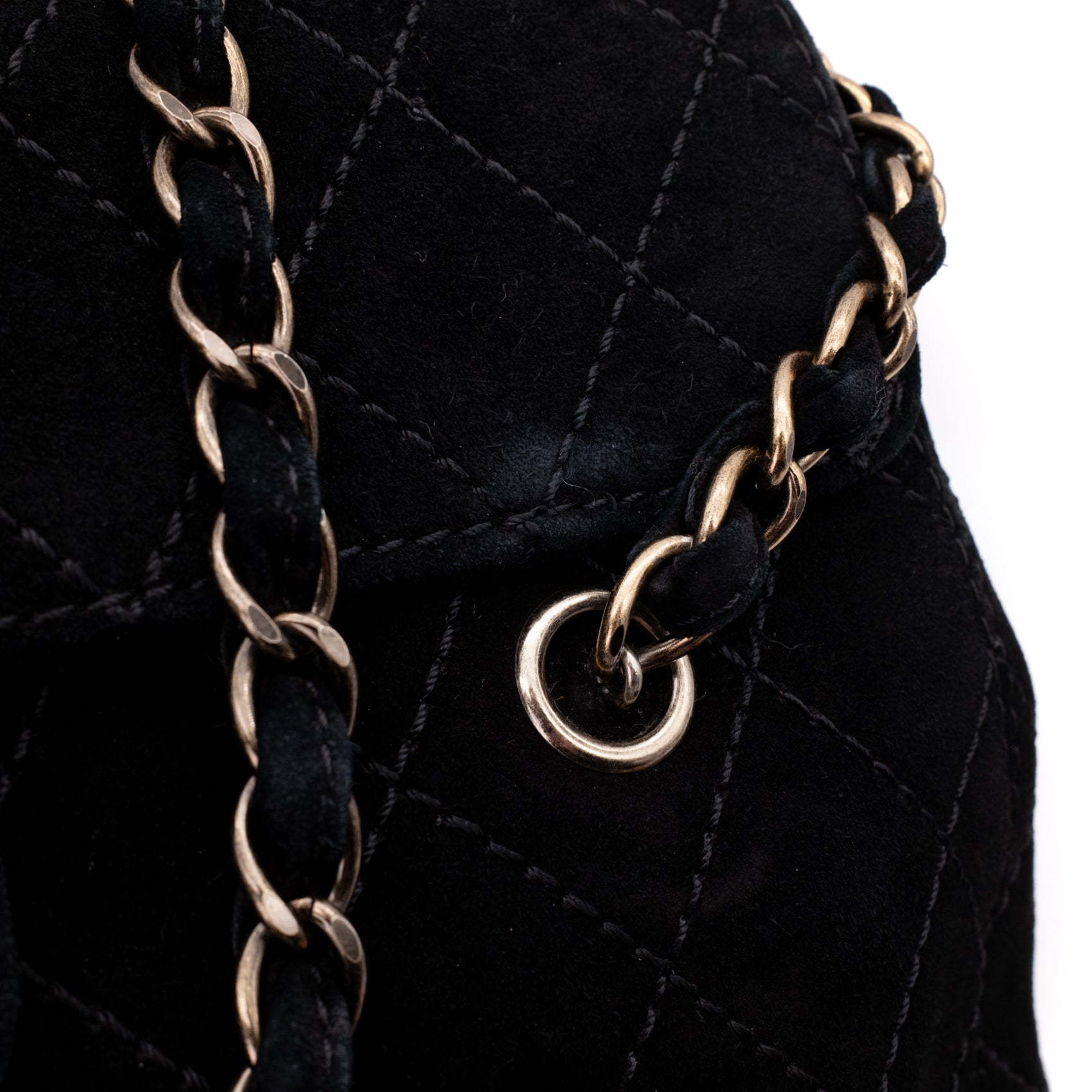 Chanel Single Flap Jumbo Schultertasche Velourleder Schwarz GHW