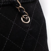 Chanel Single Flap Jumbo Schultertasche Velourleder Schwarz GHW