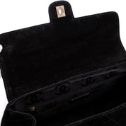 Chanel Single Flap Jumbo Schultertasche Velourleder Schwarz GHW