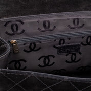Chanel Single Flap Jumbo Schultertasche Velourleder Schwarz GHW