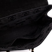 Chanel Single Flap Jumbo Schultertasche Velourleder Schwarz GHW