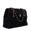 Chanel Single Flap Jumbo Schultertasche Velourleder Schwarz GHW