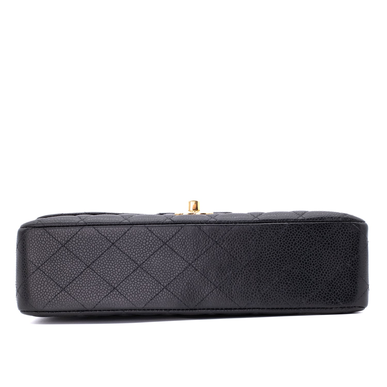 Chanel Classic Timeless Double Flap Bag in Medium Größe aus schwarzem Caviar Leder Material mit goldener Hardware 