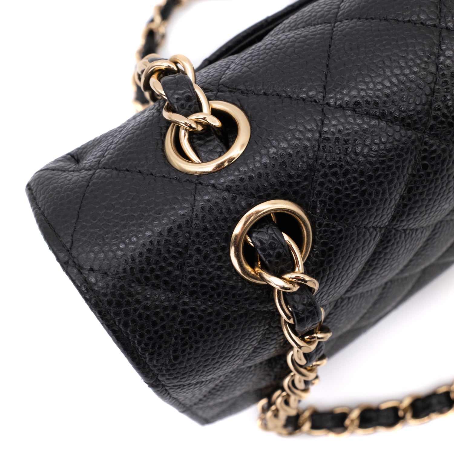 Chanel Classic Timeless Double Flap Bag in Medium Größe aus schwarzem Caviar Leder Material mit goldener Hardware 