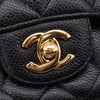 Chanel Classic Timeless Double Flap Bag in Medium Größe aus schwarzem Caviar Leder Material mit goldener Hardware  cc lock