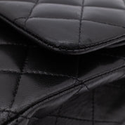 Chanel Classic Timeless Double Flap Bag in Medium Größe aus schwarzem Lammleder Material mit silberner Hardware