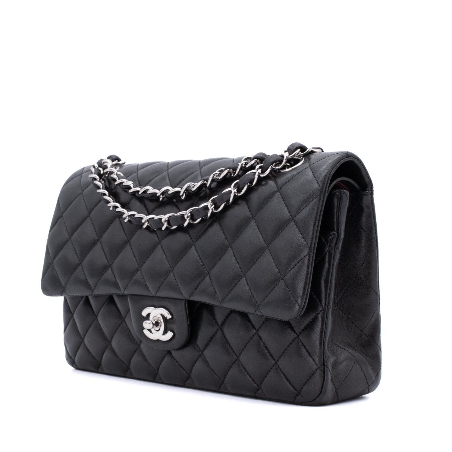 Chanel Classic Medium Double Flap Lammleder Schwarz PHW