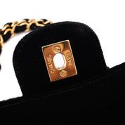 Chanel Classic Medium Double Flap Samt Schwarz 24k GHW
