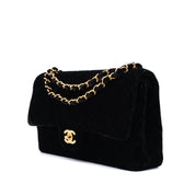 Chanel Classic Medium Double Flap Samt Schwarz 24k GHW