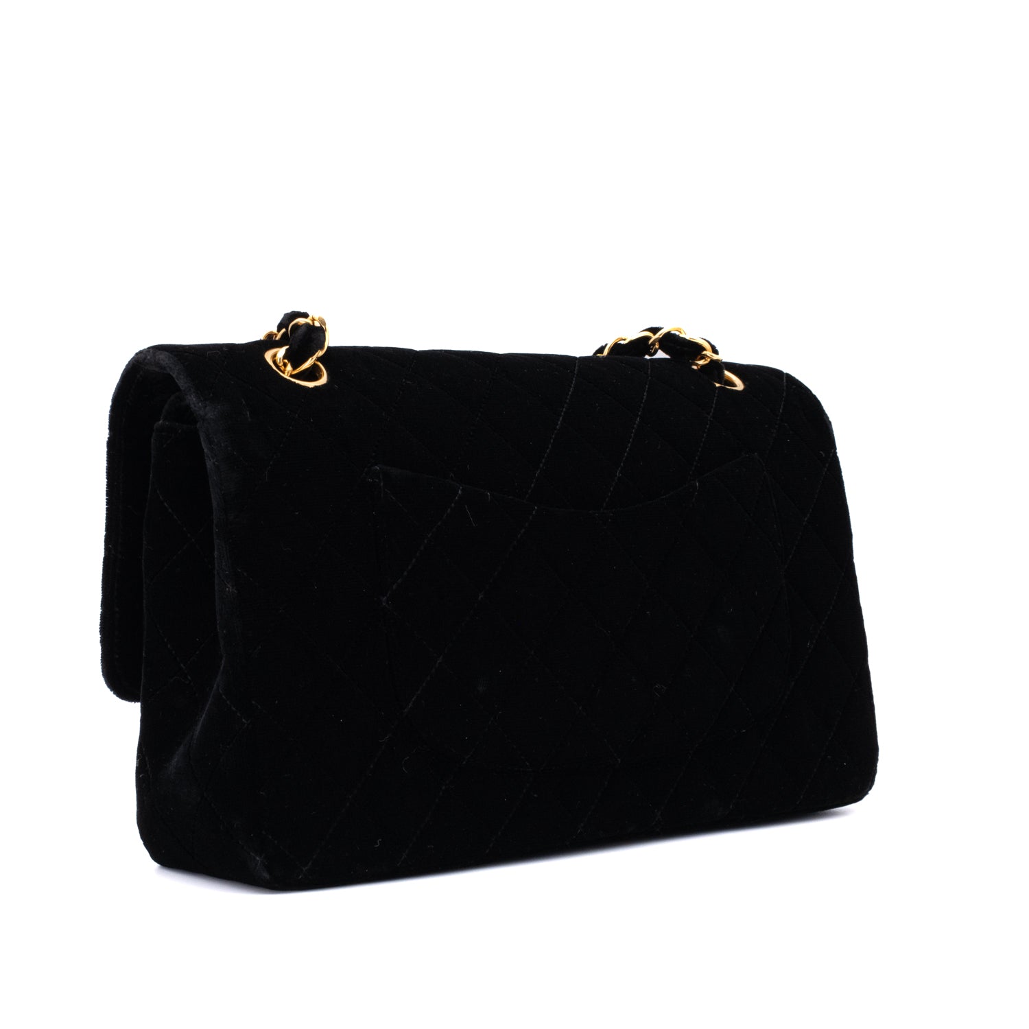 Chanel Classic Medium Double Flap Samt Schwarz 24k GHW