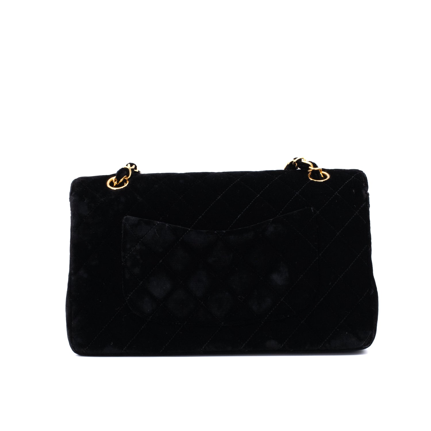 Chanel Classic Medium Double Flap Samt Schwarz 24k GHW