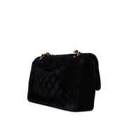 Chanel Classic Medium Double Flap Samt Schwarz 24k GHW
