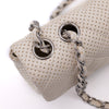 Weisse Chanel East West Single Flap Bag in Medium Größe aus perforiertem löchrigen Lammleder mit silberner Hardware